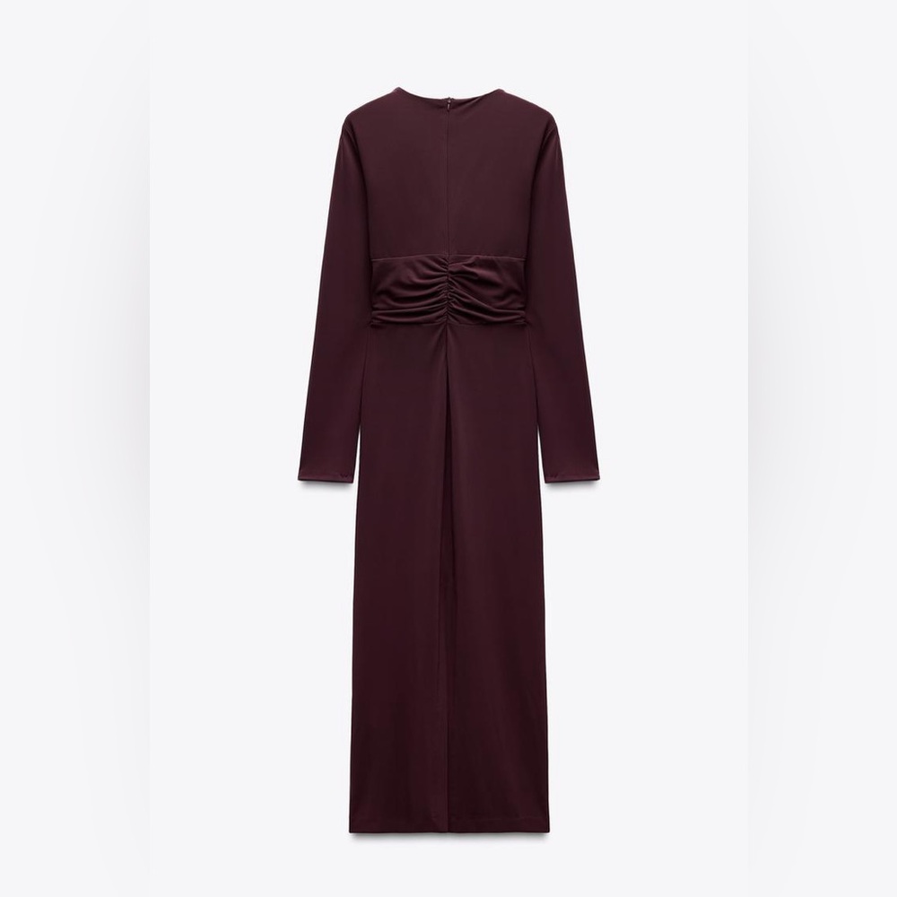Zara Deep Burgundy Long Sleeve Dress - Picture 4 of 6